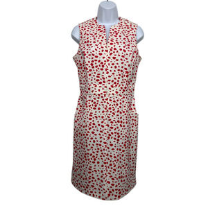 J. McLAUGHLIN Women size 4 Red & White Polka Dot Dress Zip Up Front Pockets